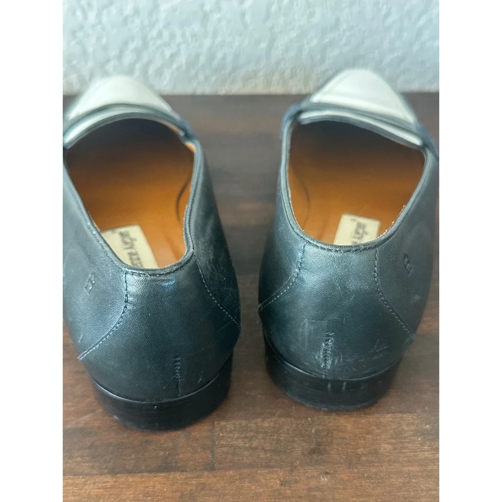 Etienne Aigner Michele Loafers Women Size 7M‎ Navy White Leather Penny Loafer